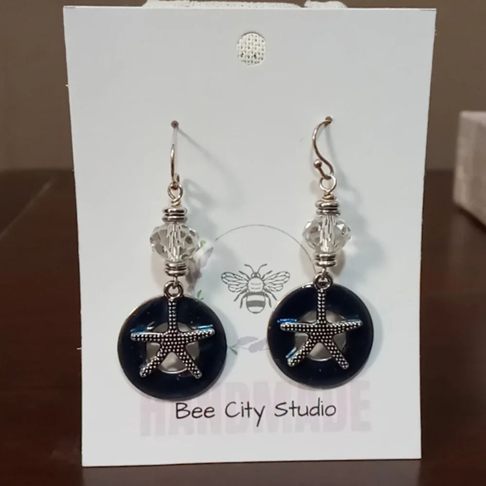 Bee City Studio Handmade Starfish and Bead Pierced Earrings